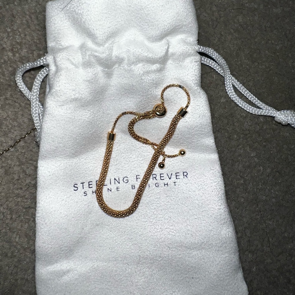 Sterling Forever Gold Mesh Slider Bracelet